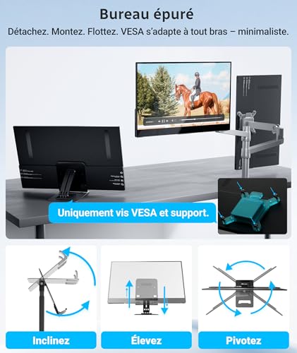 Ingnok Écran Tactile Portable 15,6 Pouces Brillant FHD IPS Moniteur Portable avec Béquille/VESA, Ultra-Leger Ecran Portatif pour Ordinateur Portable/PC/Mac/PS3/4/5/X-box - Connectivité USB C et HDMI