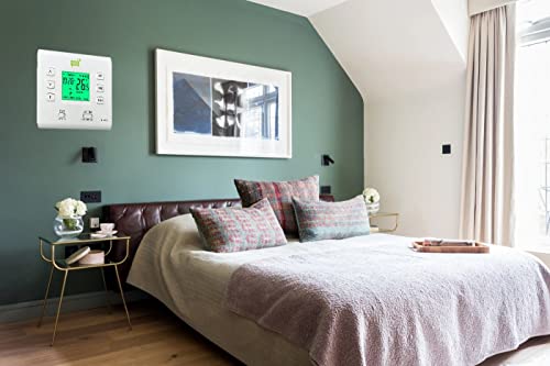 Programmable Thermostat LCD Display Heat & Cooling Temperature Control - Easy to Install for Central air Conditioner-1 Heat/1 Cool