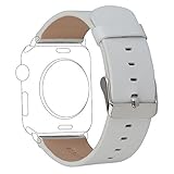 TOROTOP Luxury Genuine Leather watch Band strap Bracelet Replacement Wrist Band With Adapter Clasp for 38mm iWatch Apple Watch & Sport & Edition(38mm-white A)