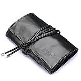 PHILEEX Cosmetic Bag Designer Makeup Brush Rolling Case Holder Bag Pouch Professional Travel Portabel Magnetic Clasps Black 32 Pockets Beauty Tools Accessories without Brushes for Women Girls