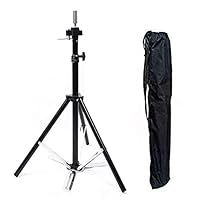 Wig Stand Tripod Adjustable Mannequin Head Tripod Stand Metal Manikin Tripod Stand Holder For Hair Salon Cosmetology Hairdressing Training Canvas Block Wig Head Stands With Carry Bag