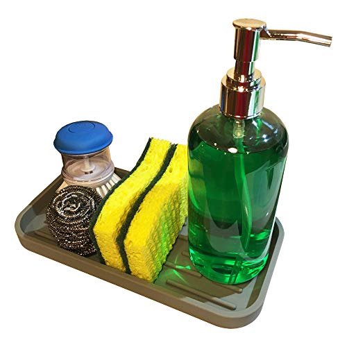 Sponge Holder Tray - Kitchen Sink Organizer - Bathroom Sink Organizer - for Sponges, Soap Dispenser, Scrubber, Dishwashing Brush Holder, Toothbrush Holder, Toothpaste Holder (2 Pack)