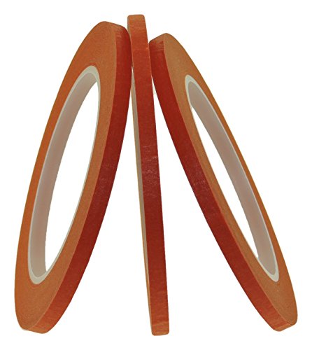 3pk 1/4 in x 60yd Blaze Orange Masking Tape Extra Sticky PRO Grade High Stick Special Project Painters Tape Painting Trim Arts Crafts School Home Office 21 Days 6MM x 55M .25 inch Bright Safety Fire - Thumbnail 2