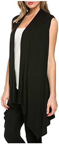 Aumir Women's Sleeveless Vest Cover up Asymetric Hem Open Front Waterfall Cardigan