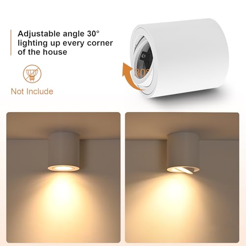 Gleonlux Ceiling Spotlight Adjustable White 6 Pcs, Ceiling Spotlights GU10 230 V, Aluminium Internal LED Downlight, Round Ceiling Spotlights, Modern Ceiling Light, with GU10 Socket