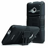 i-Blason For HTC One (M7, 2013 Release 4.7 Inch) Transformer Prime Series Dual Layer Armored Hybrid Case with Kick Stand (Black)