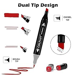 colpart 120 Colors Alcohol Markers Brush Tip Dual