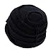 Lawliet Solid Color 1920s Womens 100% Wool Flower Winter Bucket Cap Beret Hat A376 (Black)