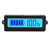 DROK Battery Meter, Blue Back-Light LCD Battery Capacity Monitor DC 8-63V Digital Battery Tester Automotive, Lithium ion Battery Electric Quantity Detector 12V 24V 36V 48V Lead Acid Battery Status