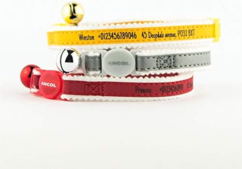 Personalised Cat Collar Kitten Kitty ID Reflective Break Away Safety Buckle Engraved