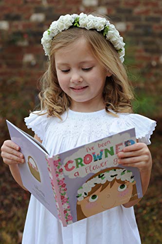 Flower Girl Gift Set- Book with Floral Crown Headband Headpiece in Adorable Gift Box - I've Been Crowned a Flower Girl!