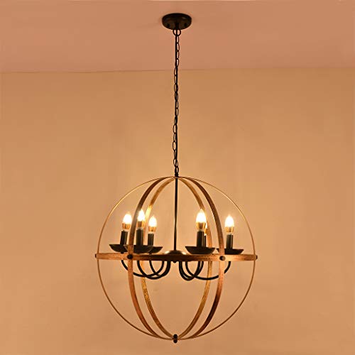 Beyonds Rustic Brass Chandelier Pendant Lighting - 2019 6 - Light E26 Industrial Vintage Style Simple Wrought Iron Chandelier Creative Loft Hanging Ceiling Lamp for Indoor Bar