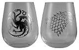 Game of Thrones Collectible Wine Glass Set (House Stark & House Targaryen)