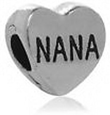 Blazers Jewelry 1985 Nana Heart Grandmother Grandmom Bead fits Silver European Charm Bracelets