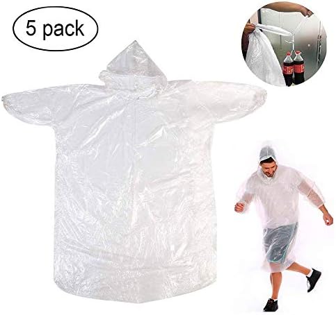 TopWill Disposable Rain Poncho, Waterproof Emergency Poncho with Hood - Perfect for Outdoor Concert Theme Park Camping Hiking, etc