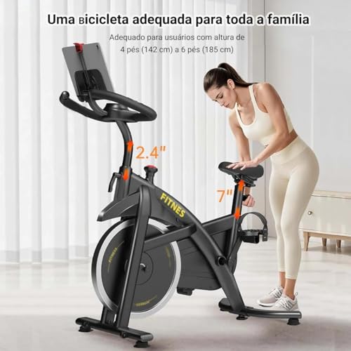 Bicicleta Spinning Com Roda De Inércia De 13kg Bicicleta de Spinning Personalizada, Bicicleta de Ciclismo Indoor para Fitness Suporta 150kg Sensor Cardíaco Monitor Digital Correia Silenciosa