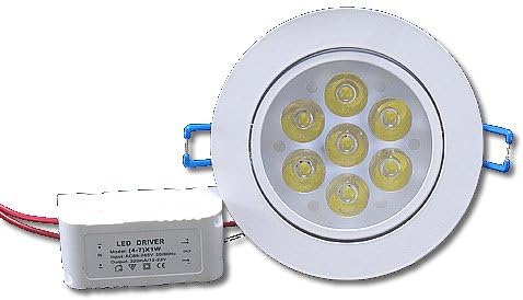 Jcmd Dimmable 7w Warm White LED Ceiling Light, Driver Included, White Shell Version