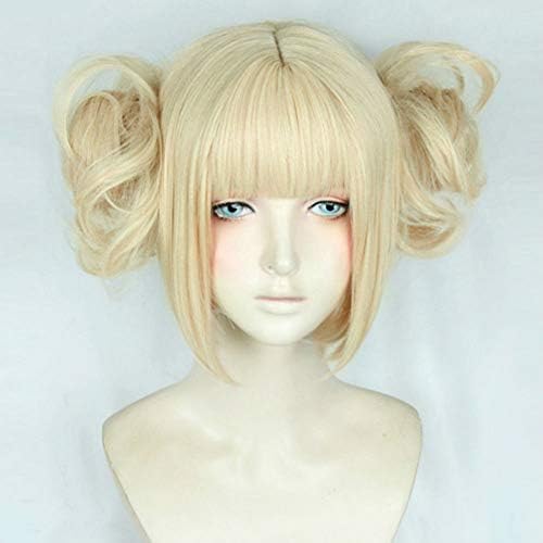 DingChen My Boku no Hero Academia Himiko Toga Light Blonde Ponytail Cosplay Wig with Bun free Cap