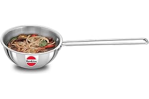 Hawkins 2.5 Cup Tadka Pan, 600ml Triply Stainless Steel Pan, Silver (STP25)