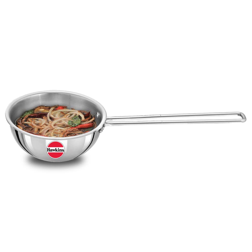 Photo 1 of HAWKINS 2.5 Cup Tadka Pan, 600ml Triply Stainless Steel Pan, Silver (STP25)