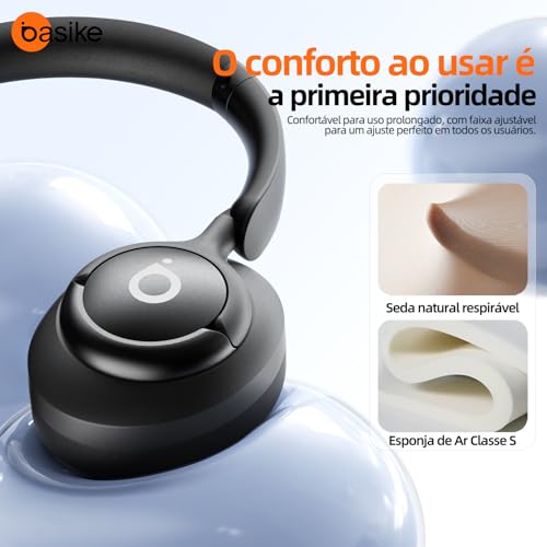 Basike Fone de Ouvido Bluetooth 5.4, ANC Cancelamento de Ruído Ativo Headphone com Microfone, Certificação Hi-Pure Audio, 30h Bateria, LE29 (Preto)