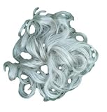 GREY SILVER HAIR EXTENSION SCRUNCHIE UPDO DOWN DO TOPPER 0N ELASTIC WHIRLY FUN C24