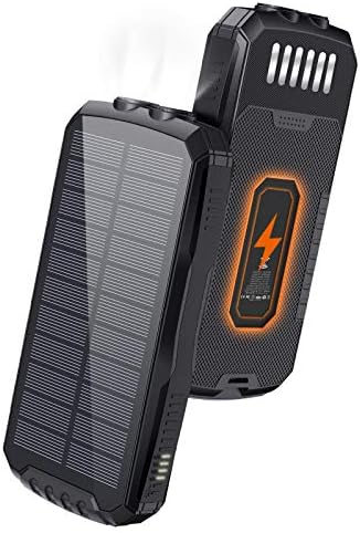 Ifsong モバイルバッテリー ソーラーチャージャー ソーラー充電 mah 大容量 急速充電 Qiワイヤレス充電 ３台同時充電可能 Ledライト付き 防水 耐衝撃 Iphone Ipad Android各種対応