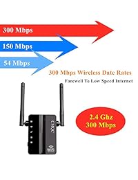 Extensor de rango WiFi, 300 Mbps inalámbrico WiFi repetidor de señal Booster Router 2,4 GHz amplificador de correa con 2 antena externa WPS (actualizado), Negro