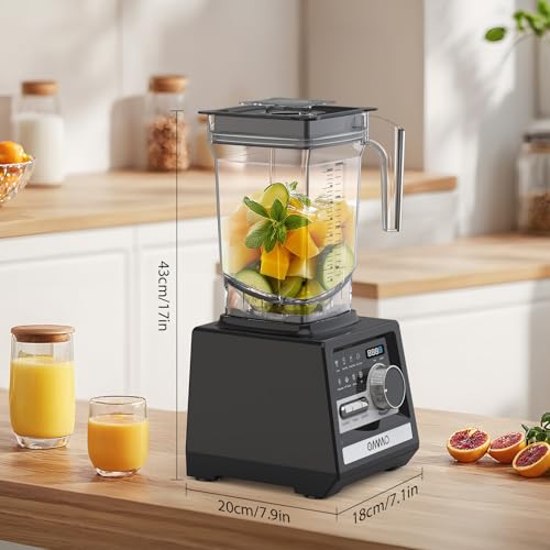 OMMO 2L Professional Blender, 1800W Smoothie Blender with 9 Speed Controllers for Breaking Ice, Milkshake, Frozen Drinks and Fruits, Dishwasher Safe, BPA Free
