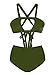Nulibenna Women's Bandage Halter One Piece Bikini Cut Out Bathing Suit Army Green X-Large
