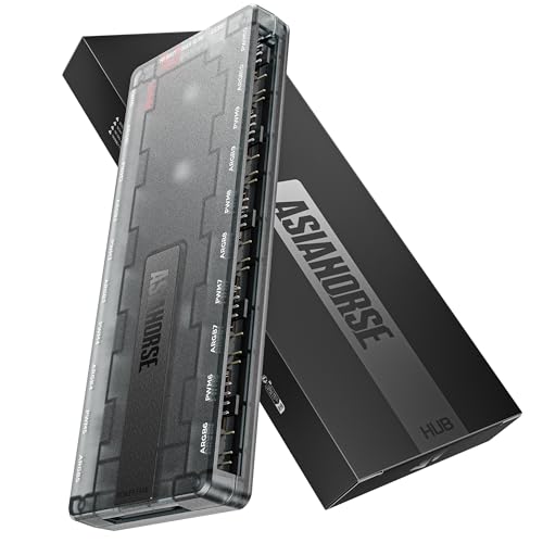 AsiaHorse Umbra ARGB PWM PC Fan Hub, 10 Port 5V 3-Pin ARGB PC Controller with Exclusive Software, Automatic LED Detection, Canvas Mode for Screen SYNC