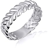 Claddagh Gold .925 Sterling Silver Laurel Wreath Fern Leaf Band Ring