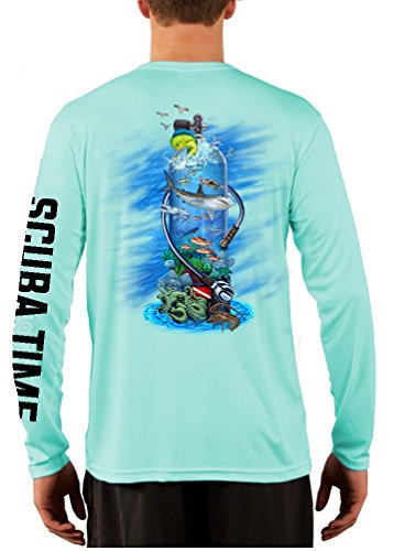GAMEFISH USAUPF 50 Long Sleeve Microfiber Moisture Wicking Performance Fishing Shirt Scuba Diving Tank Large Mint