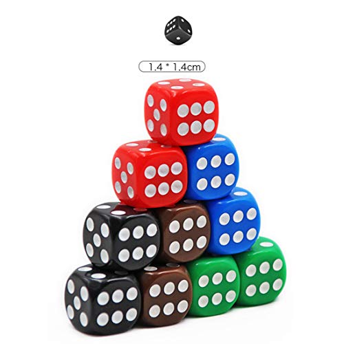 image for ialnai 50 Pack Translucent & Solid 6-Sided Game Dice 5 Sets of Vintage