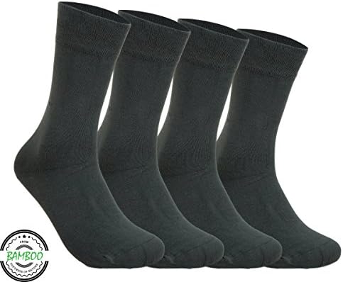 Men's Bamboo 4 Pair Socks - Soft Touch, Scented, Seamless, Antibacterial Organic Bamboo Fiber (Dark Gray)