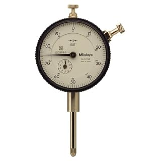 Mitutoyo 2416S-10 Dial Indicator, #4-48 UNF Thread, 3/8″ Stem Dia., Lug Back, White Dial, 0-100 Reading, 57mm Dial Dia., 0-1″ Range, 0.001″ Graduations, +/-0.002″ Accuracy