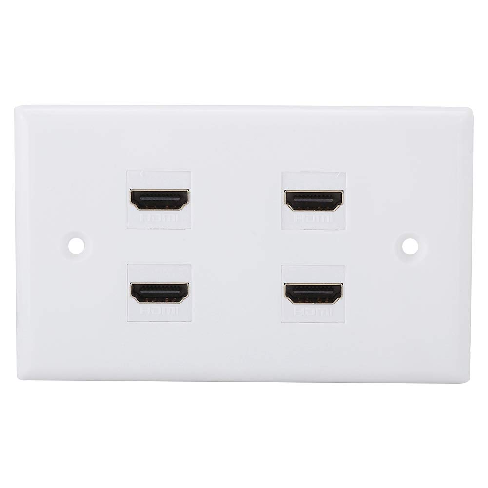 Bewinner 4 Ports HDMI Panel Plug, HDMI Audio Video HD TV Wall Panel, and Security, No Welding HDMI Coupler Cap for Engineering Wiring