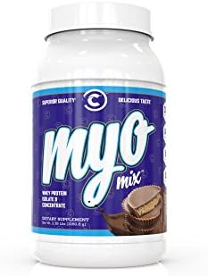 Myomix Whey Protein Powder Blend: Isolate & Concentrate | Workout & Bodybuilding Muscle Gainer | Delicious Meal Replacement | Chocolate Peanut Butter 2lbs