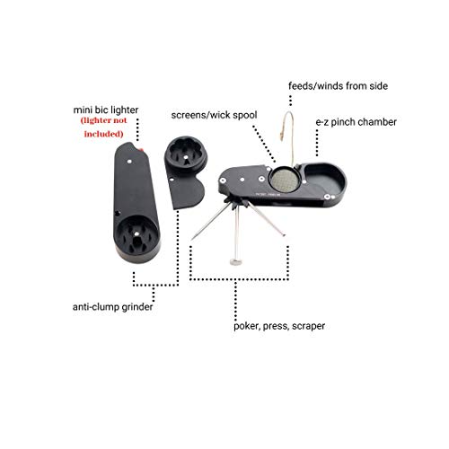 The Omni 8-in-1 Deluxe Smoking Accessory: Durable Herb and Spice Grinder Multi-Tool and Lighter Case (Classic Black)