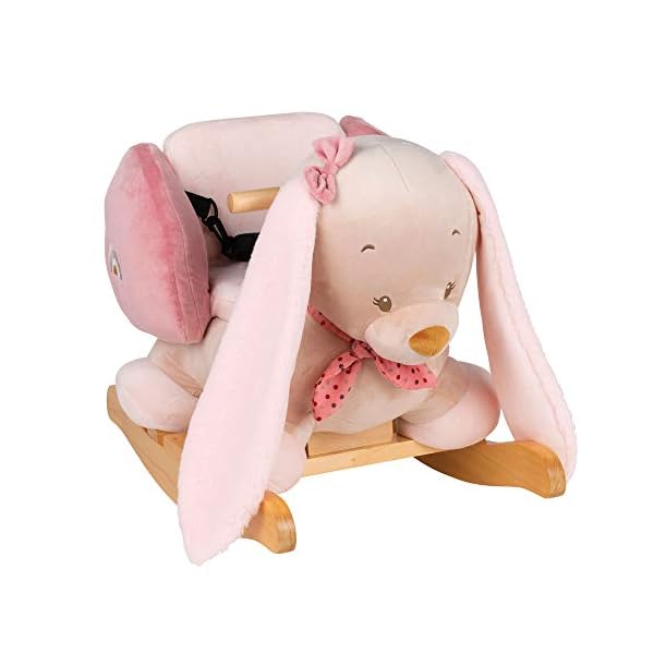 Nattou 244145 Schaukeltier Kaninchen Pauline, 60 x 30 x 45 cm, Pauline und Sasha, Rosa/Beige
