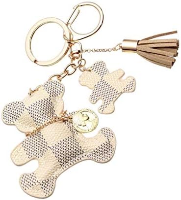 Fashion Bear Tassel Charm Car Purse Wallet Handbag PU Leather Key Chain Ring