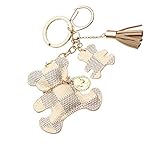Fashion Bear Tassel Charm Car Purse Wallet Handbag PU Leather Key Chain Ring