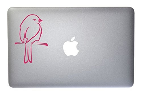 Canary Bird on Perch Vinyl Decal for Macbook, Laptop or other device 5 Inch (pink)