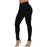 HTD Women's High Waisted Skinny Pants Stretchy Jeggings with Pockets
