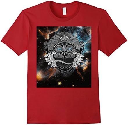 Mens Trippy Monkey Subconscious Outer Space Feather T-Shirt Medium Cranberry