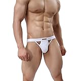 MuscleMate® Premium Men's Jockstrap Men's Hot Thong Underwear Low Raise, Comfort, (S, White)