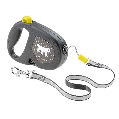 Ferplast Laisse Chien Enrouleur Rèflechissante Flippy One Reflex, Laisse pour Petits Chiens jusqu'à 15 Kg. Sangle Extensible Max 4 m. Bouton Unique pour verrouiller et déverrouiller, Jaune