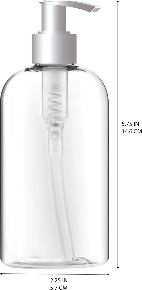 BAR5F Plastic Bottles with Pump Dispenser, 8 oz | Leak Proof, Empty, Clear Refillable, BPA Free for Body Wash, Moisturizer, Face Cream, Liquid Soap | Black & White Pumping Caps | Set of 2 : Beauty