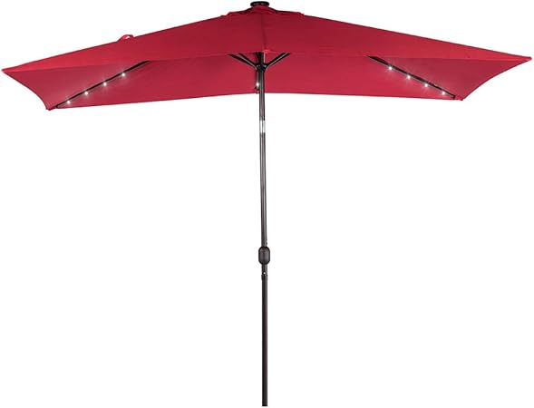 Amazon Com Sundale Outdoor Rectangular Solar Powered 22 Led Lighted Patio Umbrella Table Market Umbrella With Crank And Push Button Tilt For Garden Deck Backyard Pool 6 Alu Ribs 10 By 6 5 Feet