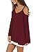 Just Quella Womens Casual Cut Off Shoulder Tops 6897 (M, Wine)